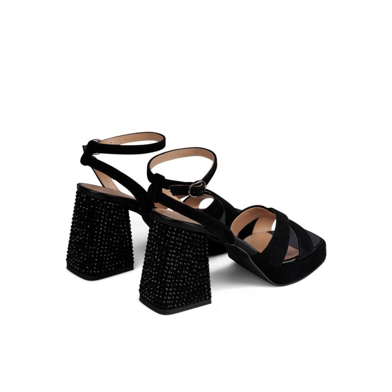 Sandales Alma En Pena Block With Rhinestones Kaki Femme | BAN-86246527